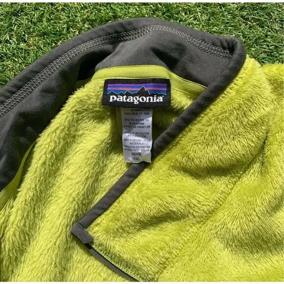 Patagonia R2 Bright Green Full Zip high pile FUZZY FLEECE Jacket Coat Men’s XXL - Picture 2 of 6